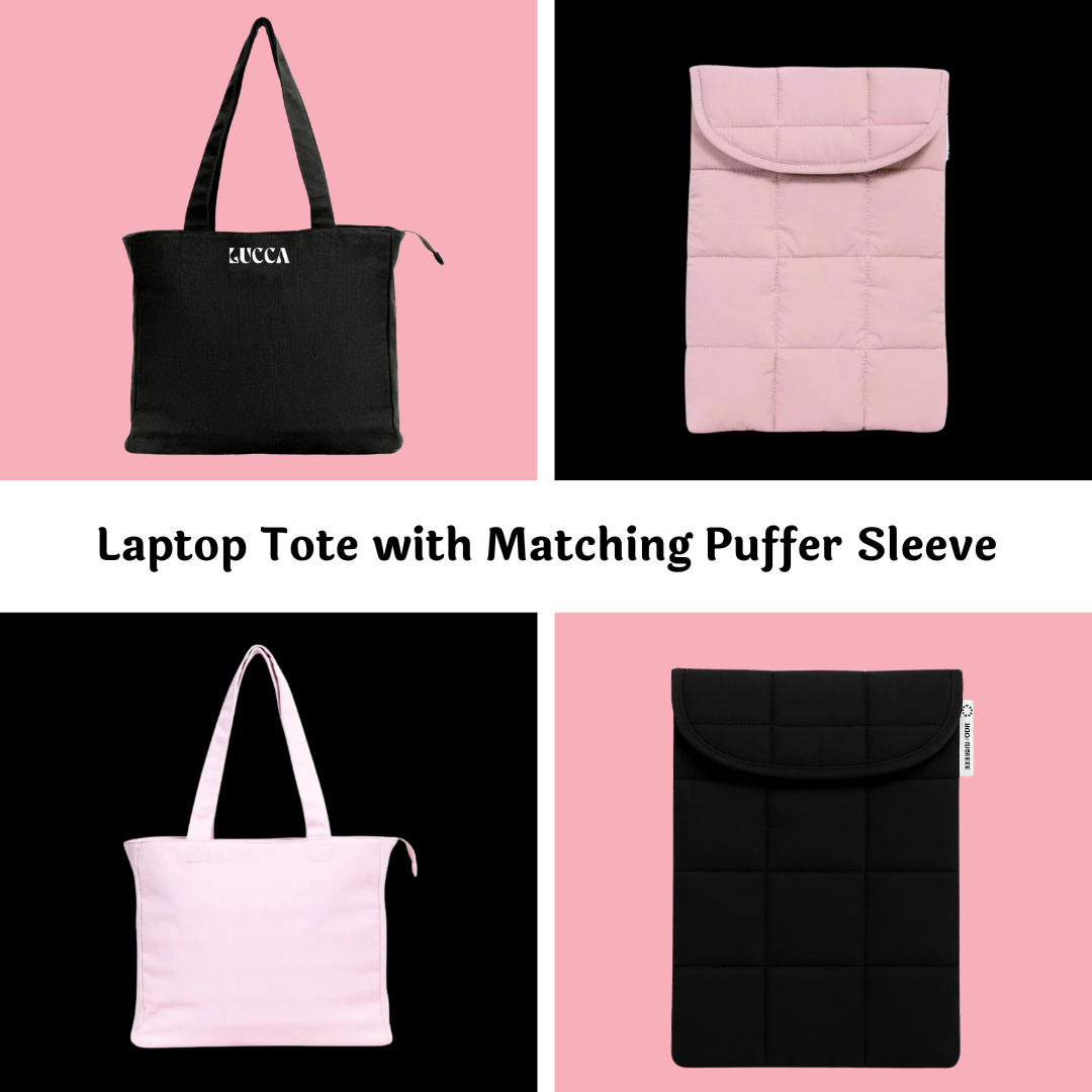 Midnight Tote + Puffer Sleeve