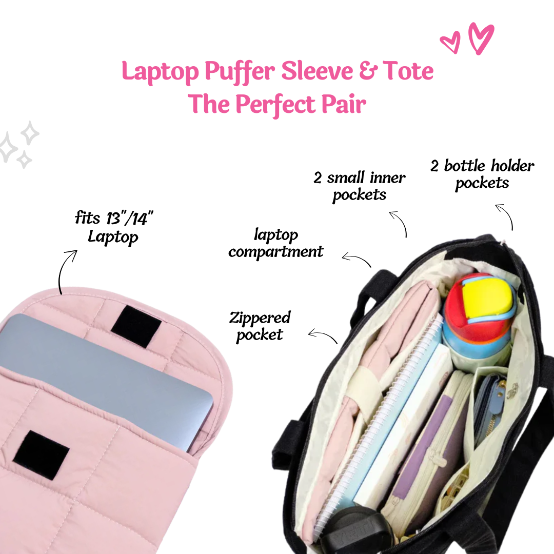 Midnight Tote + Puffer Sleeve