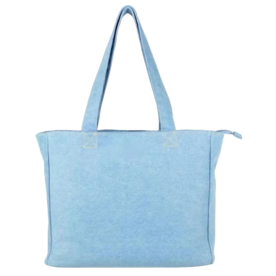 Light blue tote bag on a white background