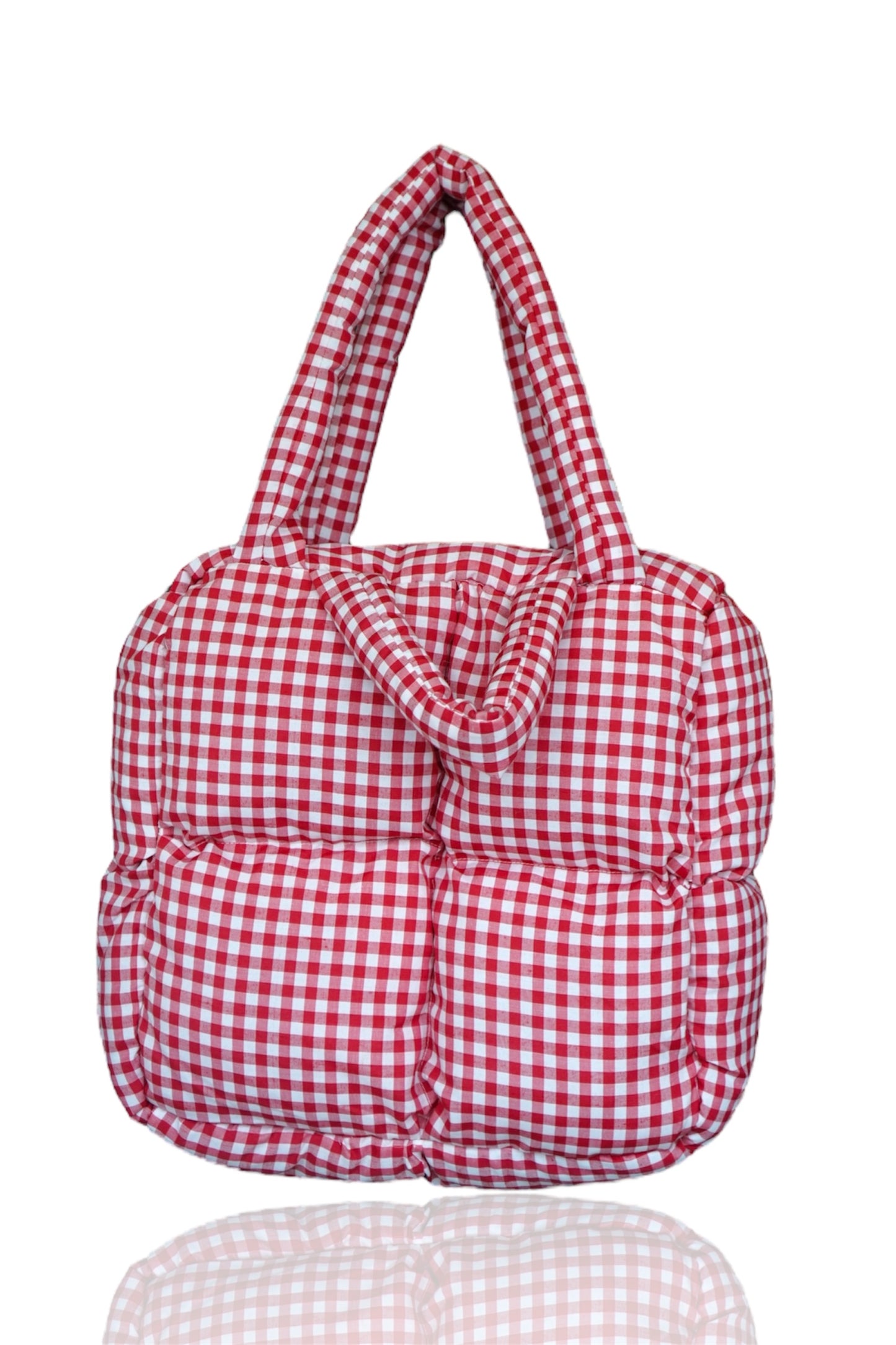 Gingham puffers tote ( 14 inch )