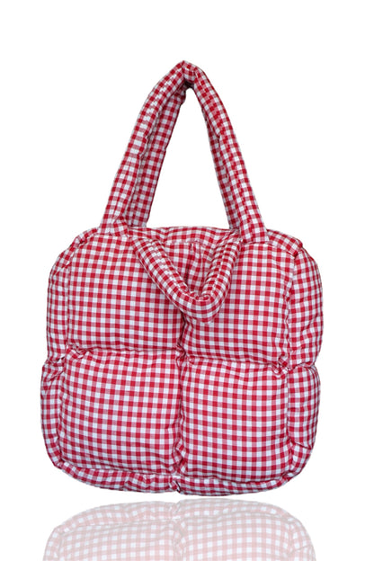 Gingham puffers tote ( 14 inch )