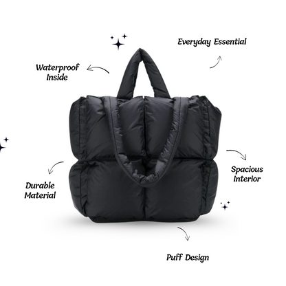 Black Puffer Tote + Puffer Laptop Sleeve