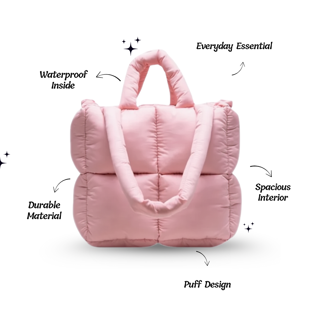 Pink Puffer Tote + Puffer Laptop Sleeve
