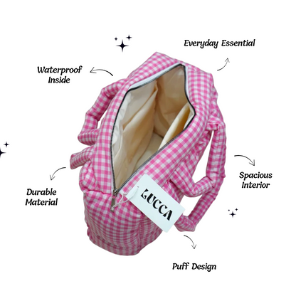 Gingham Puffer Tote + Puffer Laptop Sleeve