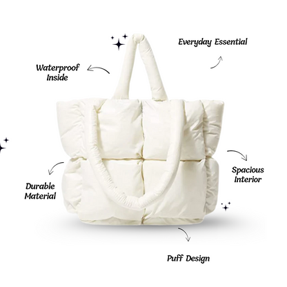 White Puffer Tote + Puffer Laptop Sleeve
