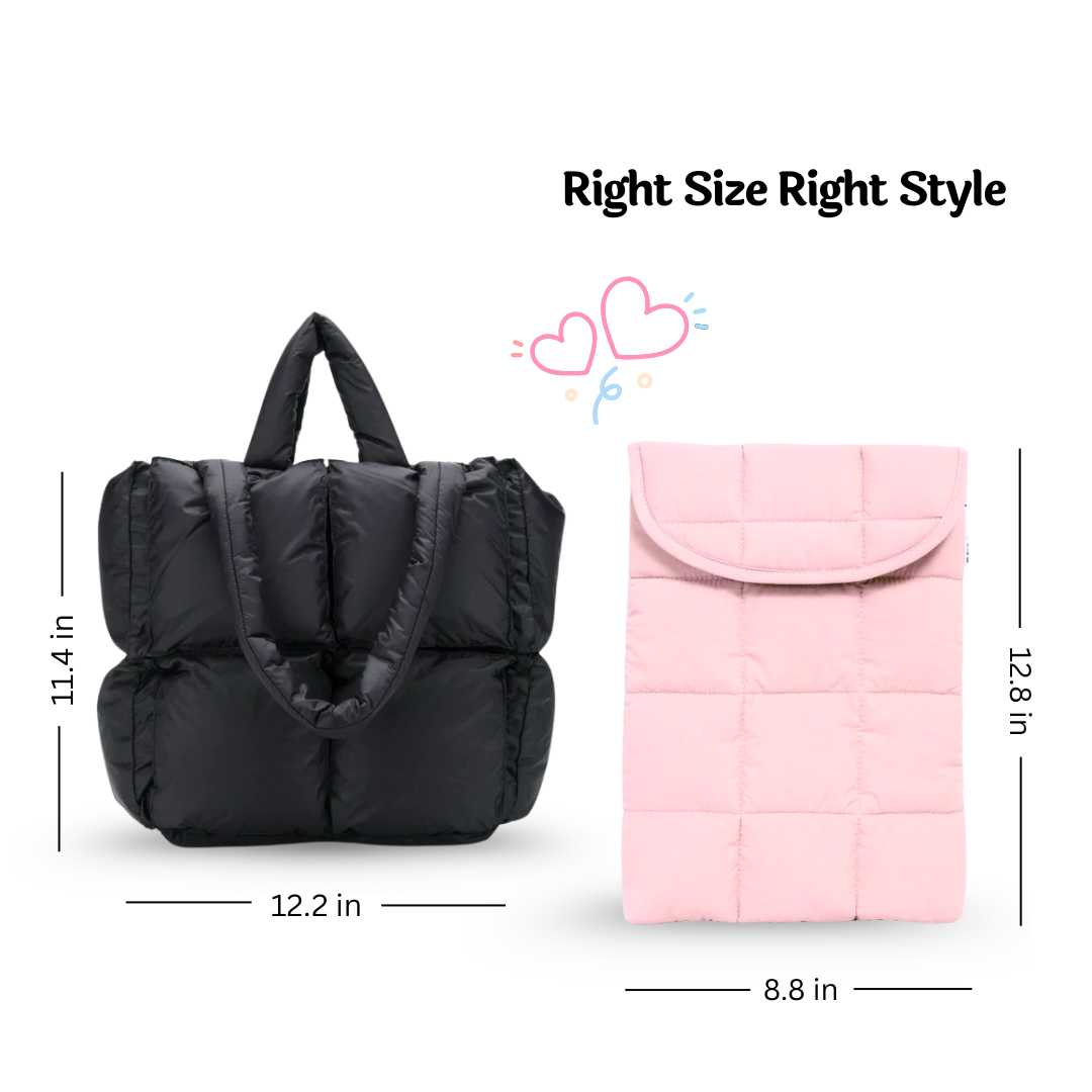 Black Puffer Tote + Puffer Laptop Sleeve
