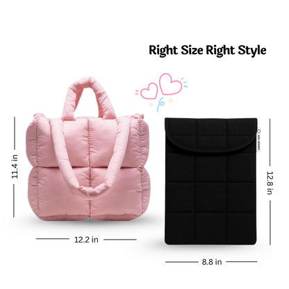 Pink Puffer Tote + Puffer Laptop Sleeve