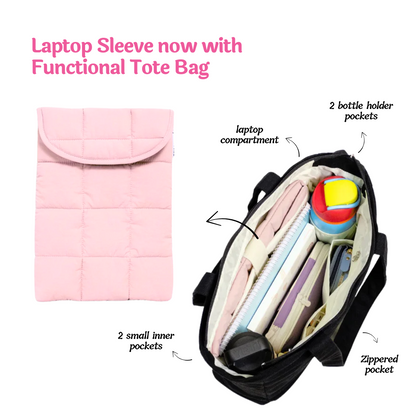 Midnight Tote + Puffer Sleeve