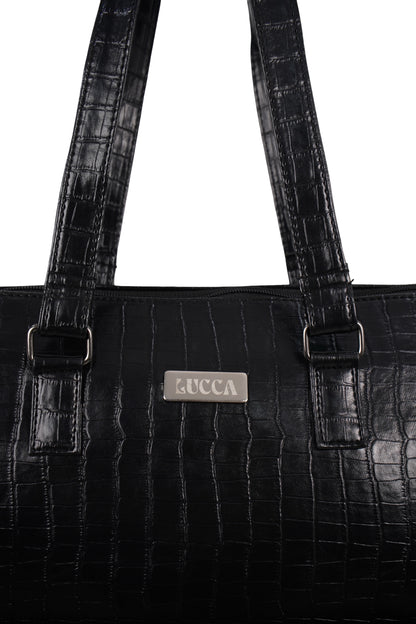 Lucca crocodile embossed tote ( lunch box compartment & laptop bag )