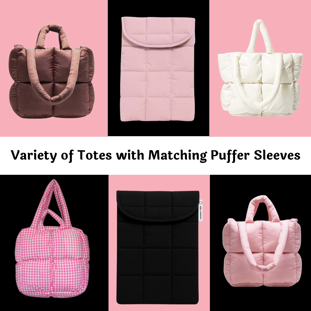 Black Puffer Tote + Puffer Laptop Sleeve