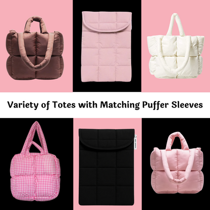Black Puffer Tote + Puffer Laptop Sleeve