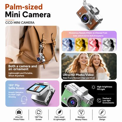 2026 Viral Mini Flip Digital Keychain Camera