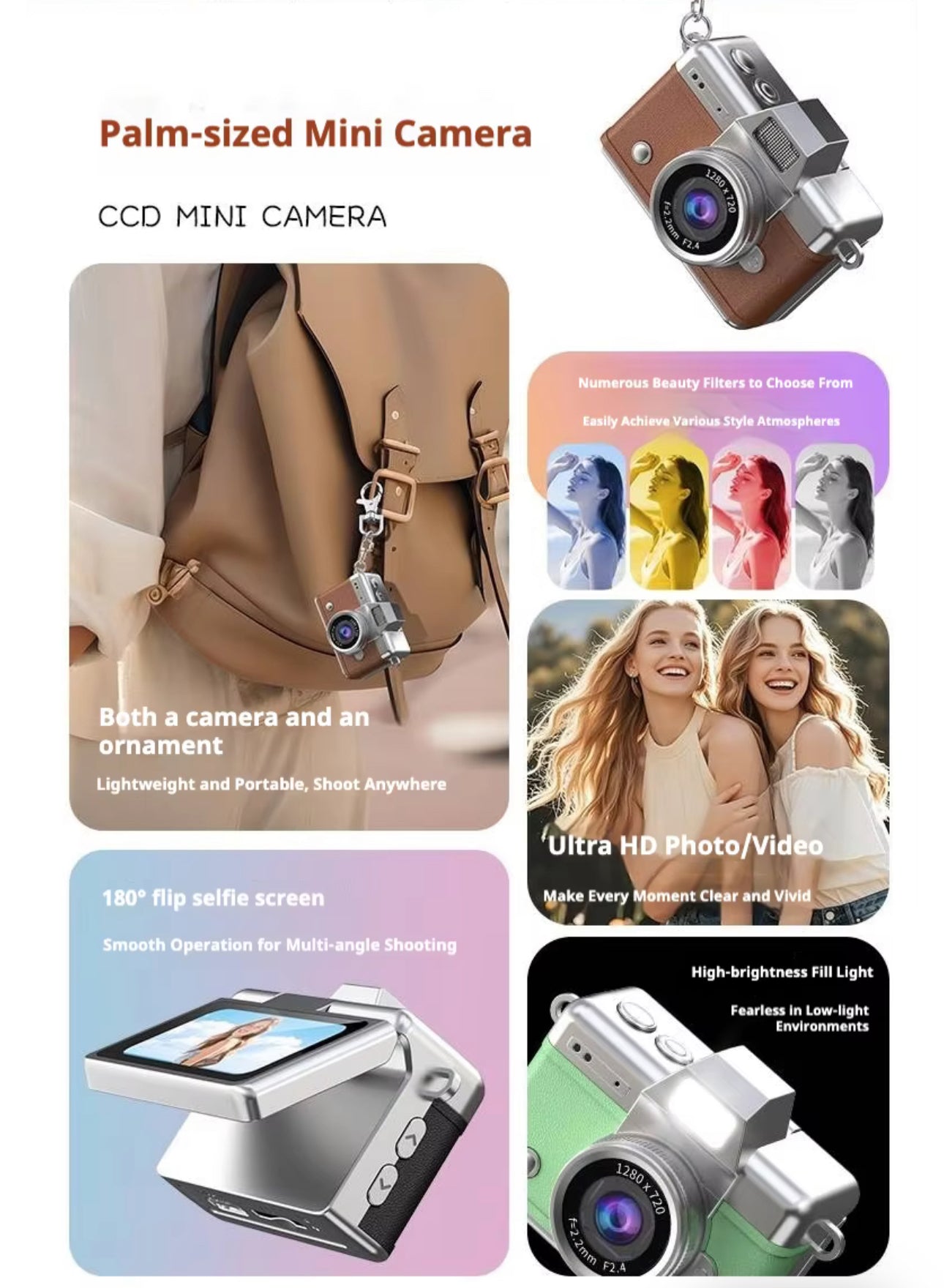 Mini flip digital keychain camera