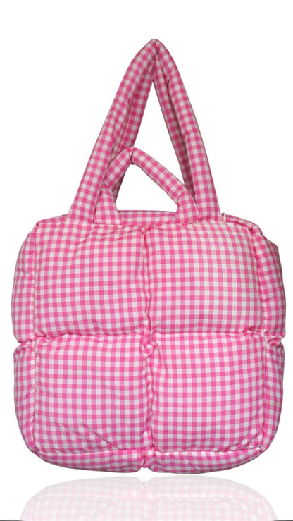 Gingham puffers tote ( 14 inch )