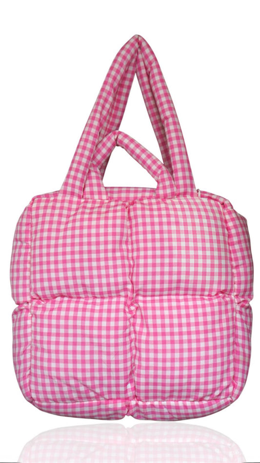 Gingham puffers tote ( 14 inch )